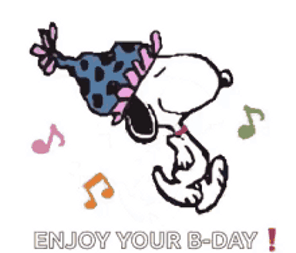 Happy Snoopy Peanuts Happy Birthday With Music Notes GIF