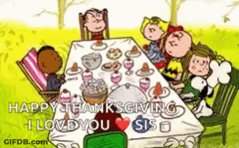 Happy Snoopy Thanksgiving Party GIF