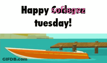 Happy Softagez Tuesday Greeting Card With Boat And Dock GIF