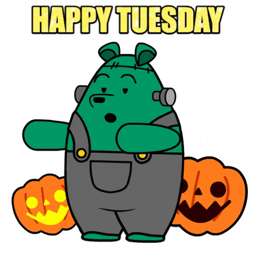 Happy Spooky Tuesday Bear Frankenstein GIF
