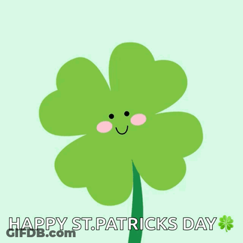 Happy St. Patrick's Day Clover Face GIF