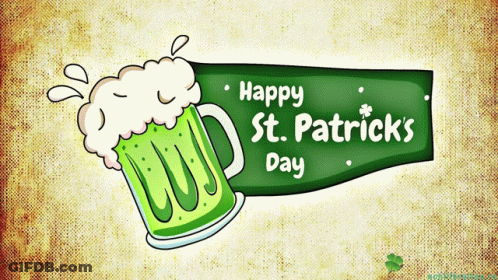 Happy St. Patrick's Day Sign With Green Mug GIF