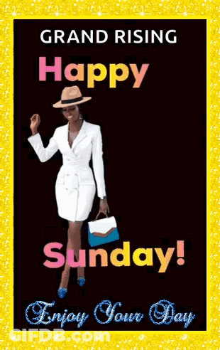 Happy Sunday Card With Flowers And Leaves GIF