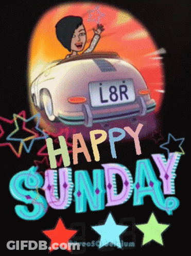 Happy Sunday Cartoon Woman In Car GIF