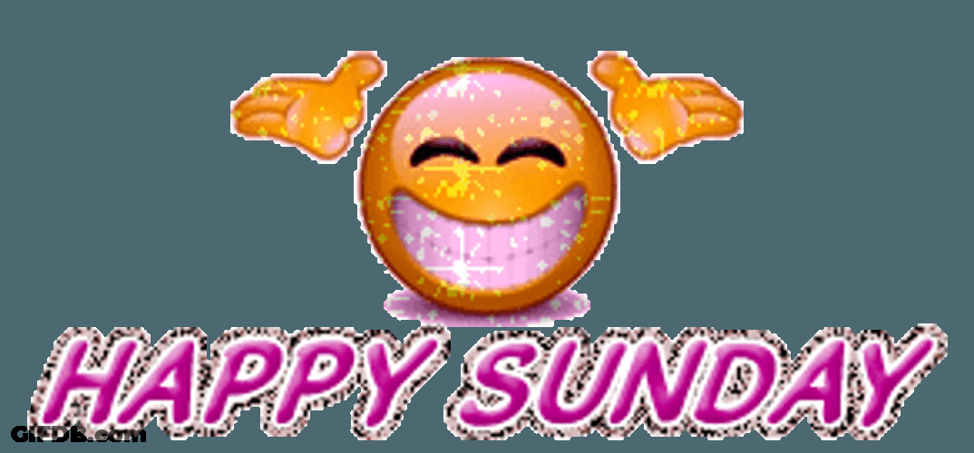 Happy Sunday Glittery Grinning Emoji GIF