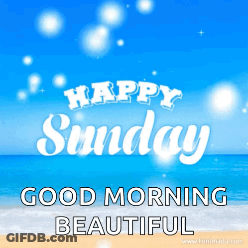 Happy Sunday Good Morning Greeting Card With Beach GIF