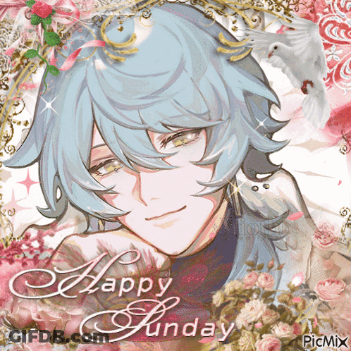 Happy Sunday Greeting Card With Smiling Anime GIF