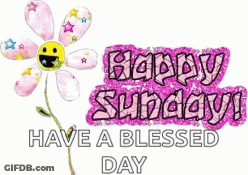 Happy Sunday Greeting With Flower And Smiley Face GIF
