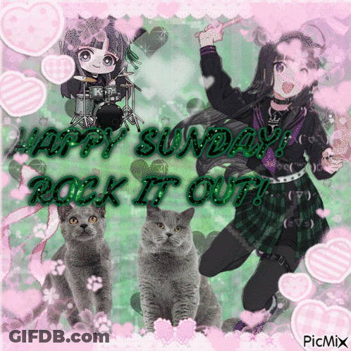 Happy Sunday Rock It Out Greeting Card GIF