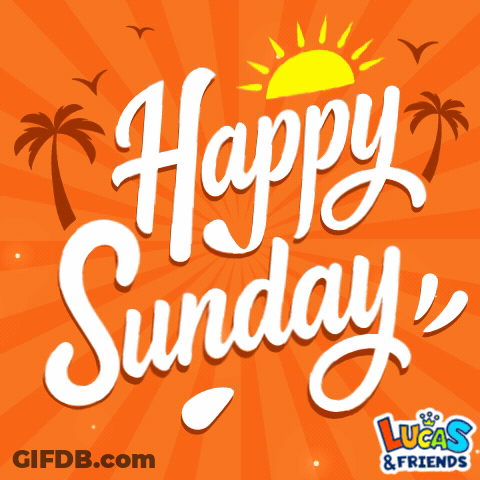 Happy Sunday Sign With Palm Trees And Sun GIF