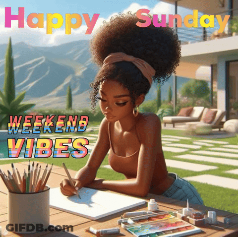 Happy Sunday Text On Red And White Stripes GIF
