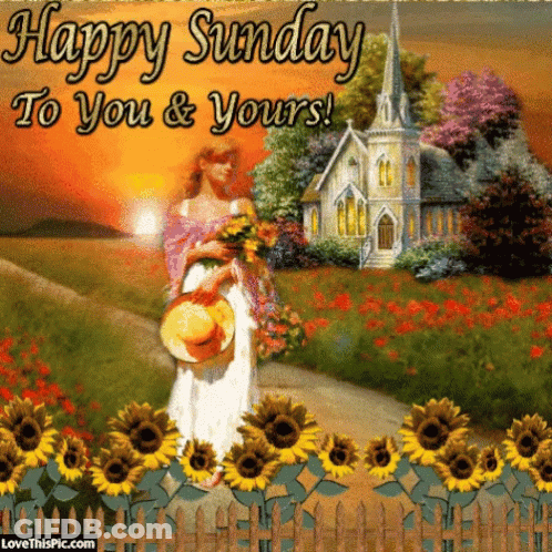 Happy Sunday Woman Holding Flowers GIF