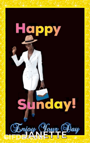 Happy Sunday Woman Holding Purse In White Dress GIF