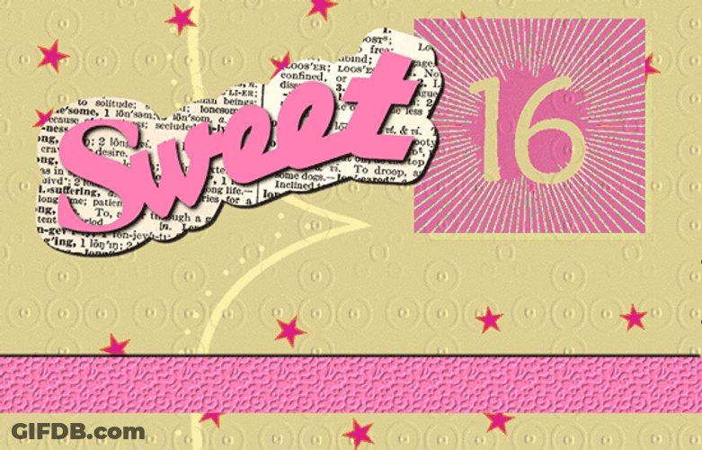 Happy Sweet 16Th Birthday Magazine Cut-Out Art GIF
