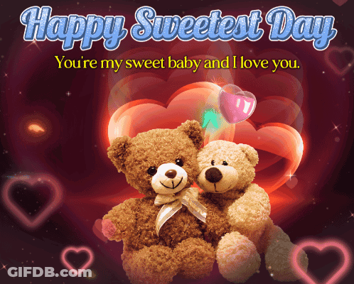 Happy Sweetest Day Card With Two Teddy Bears Hugging GIF