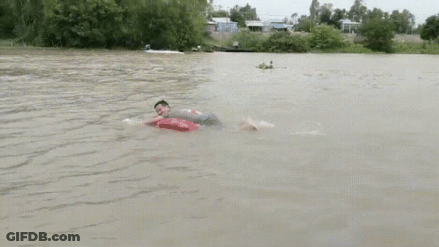 Happy Swimming In The Flooding GIF