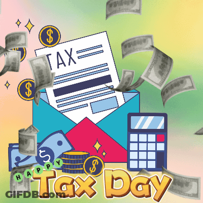 Happy Tax Day Envelope Full Of Money GIF
