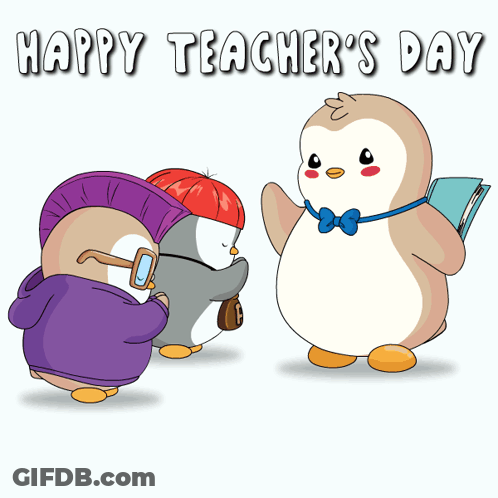 Happy Teacher's Day Penguin Card GIF