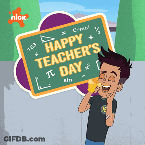 Happy Teachers Day Poster Cartoon Character GIF