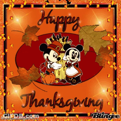 Happy Thanksgiving Card Mickey And Minnie Mouse GIF