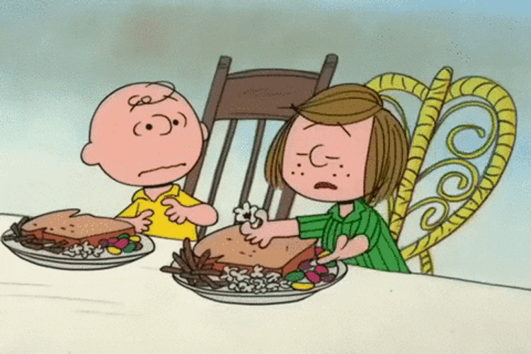 Happy Thanksgiving Charlie Brown With Peppermint Patty GIF