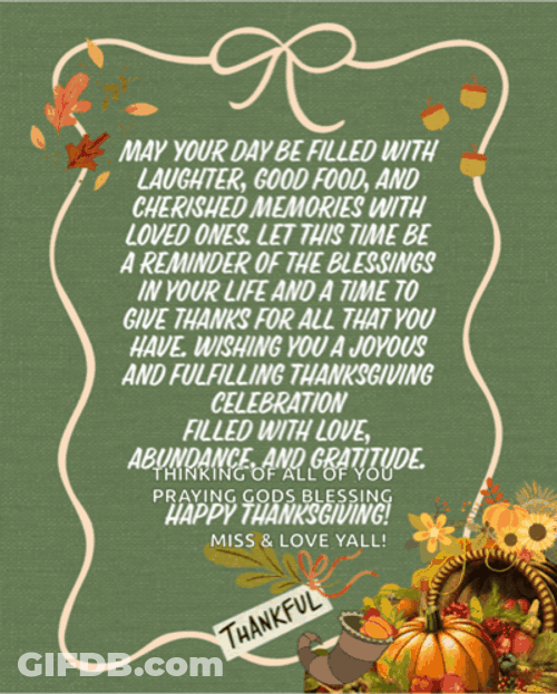 Happy Thanksgiving Day Happy Thanksgiving Blessing Meme GIF