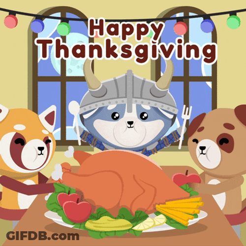 Happy Thanksgiving Dinner Digital Arts Of Dogs GIF