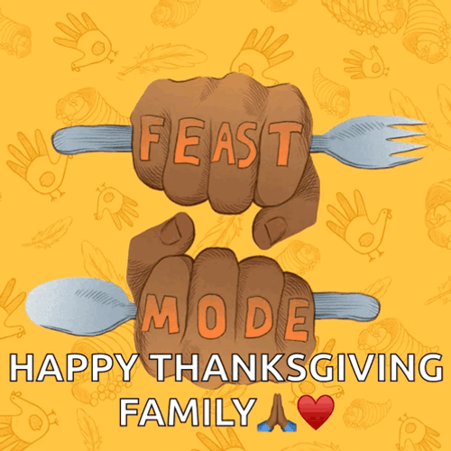 Happy Thanksgiving Family Feast Mode Animation GIF