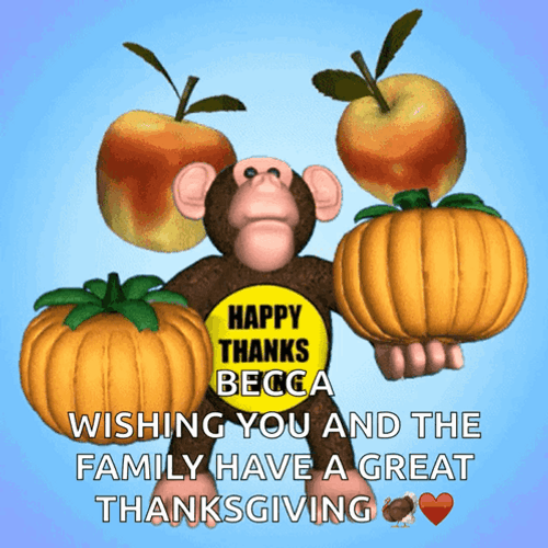 Happy Thanksgiving Family Monkey Balancing Act GIF