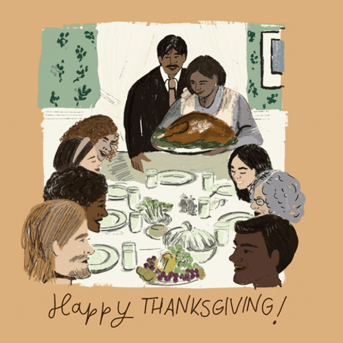 Happy Thanksgiving Family Turkey Dinner GIF