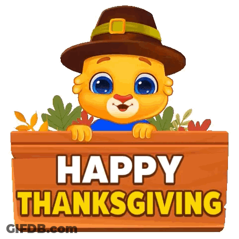 Happy Thanksgiving Good Morning Card With Pumpkin And Leaves GIF