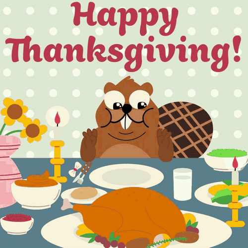 Happy Thanksgiving Hungry Squirrel GIF