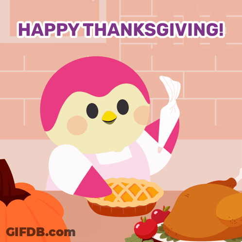 Happy Thanksgiving Penguin Making Pie GIF