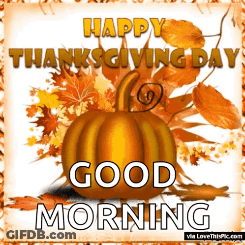Happy Thanksgiving Pumpkin And Leaves GIF