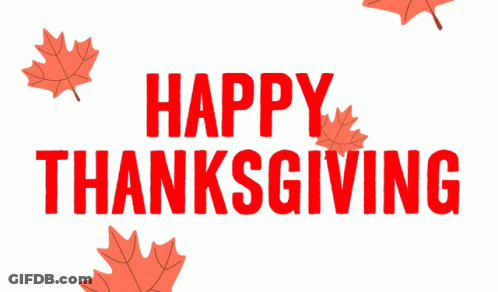 Happy Thanksgiving Sign With Maple Leaves GIF