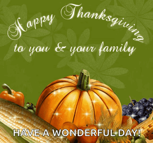 Happy Thanksgiving To The Family Sparkling Pumpkin GIF
