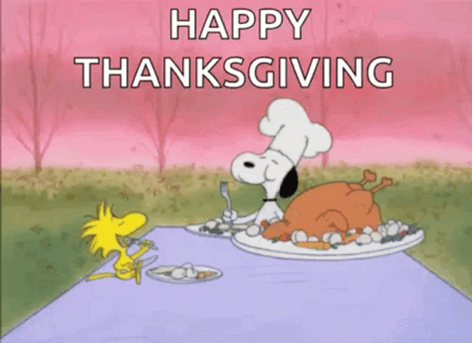 Happy Thanksgiving Turkey Snoopy Dog GIF