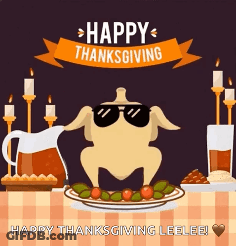 Happy Thanksgiving Turkey Wearing Sunglasses GIF