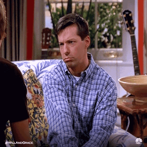 Happy Then Sad Will & Grace Sean Hayes GIF
