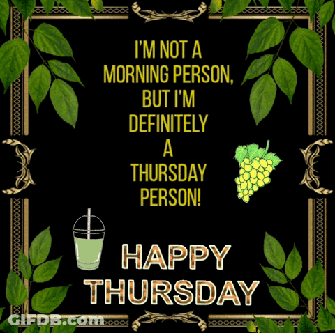 Happy Thursday Card With Smoothie And Grapes GIF