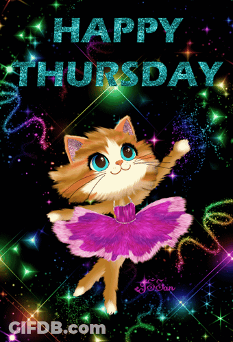 Happy Thursday Cat In Purple Tutu GIF