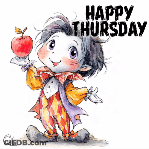 Happy Thursday Greeting Card With Clown GIF