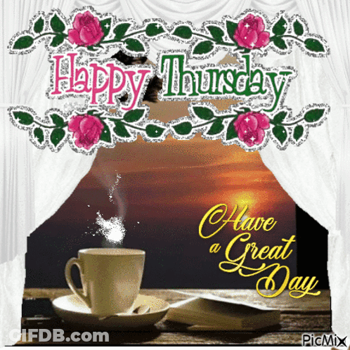 Happy Thursday Greeting Card With Coffee Cup GIF
