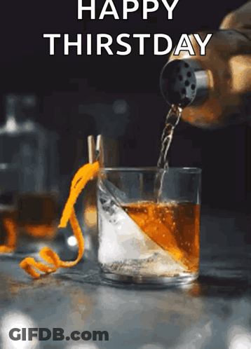 Happy Thursday Greeting Card With Whiskey And Ice GIF
