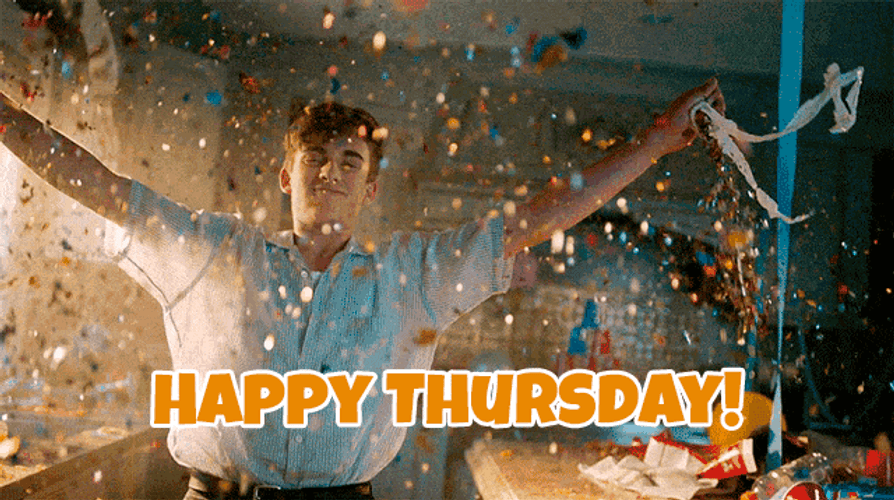 Happy Thursday Man And Confetti GIF