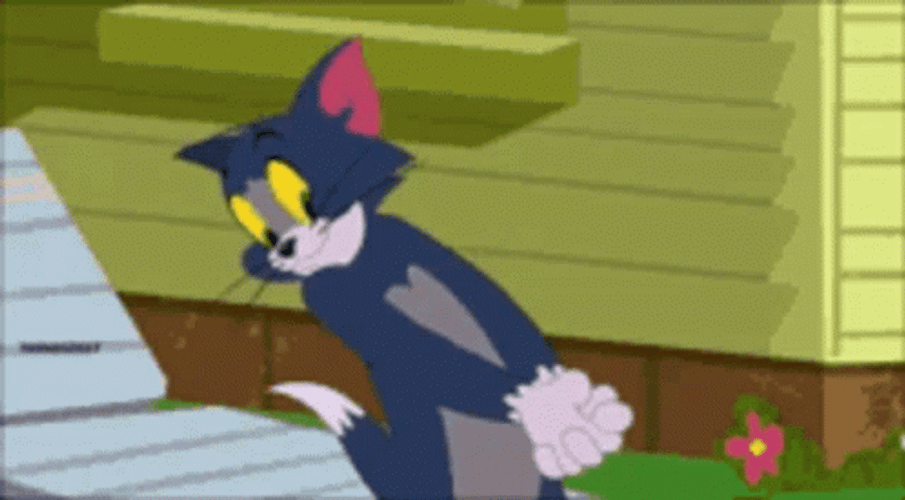 Happy Tom Cat Watching Heart Pumping GIF