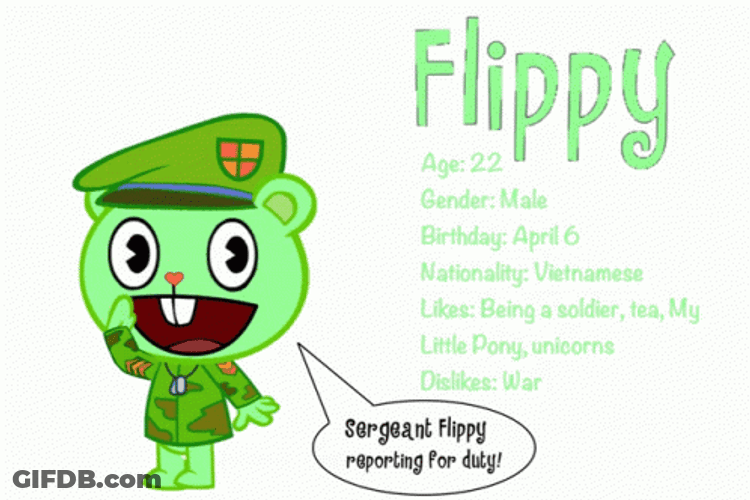 Happy Tree Friends Flippy Information GIF