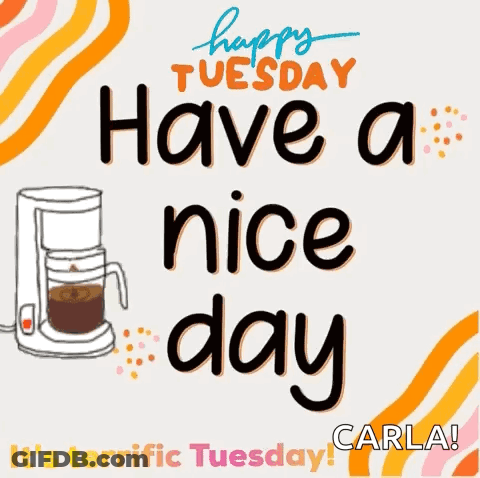 Happy Tuesday Coffee Maker Greeting Card GIF