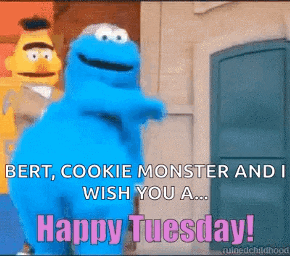 Happy Tuesday Cookie Monster Dance GIF