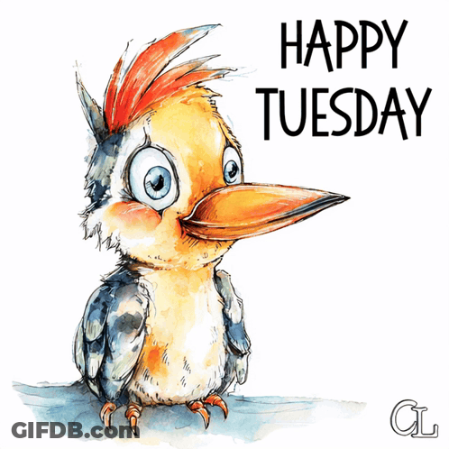 Happy Tuesday Greeting Card With Bird GIF